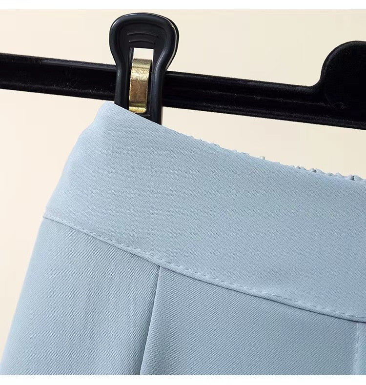 2023 New Spring-Summer Solid Color Versatile Draping Suit Material Simple Fashion A-Line Button Slim High Waist Skirt