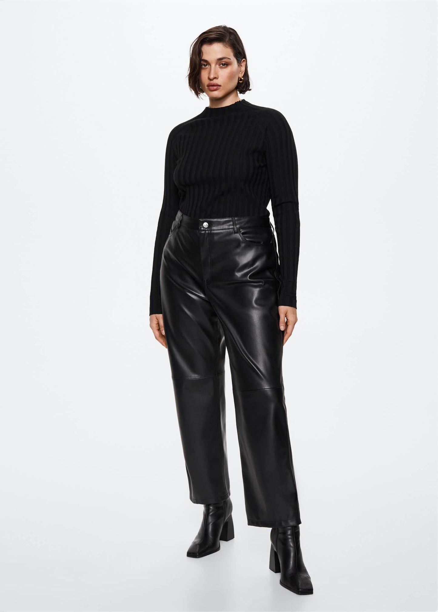 High collar ribbed knit sweater - Details of the article 3