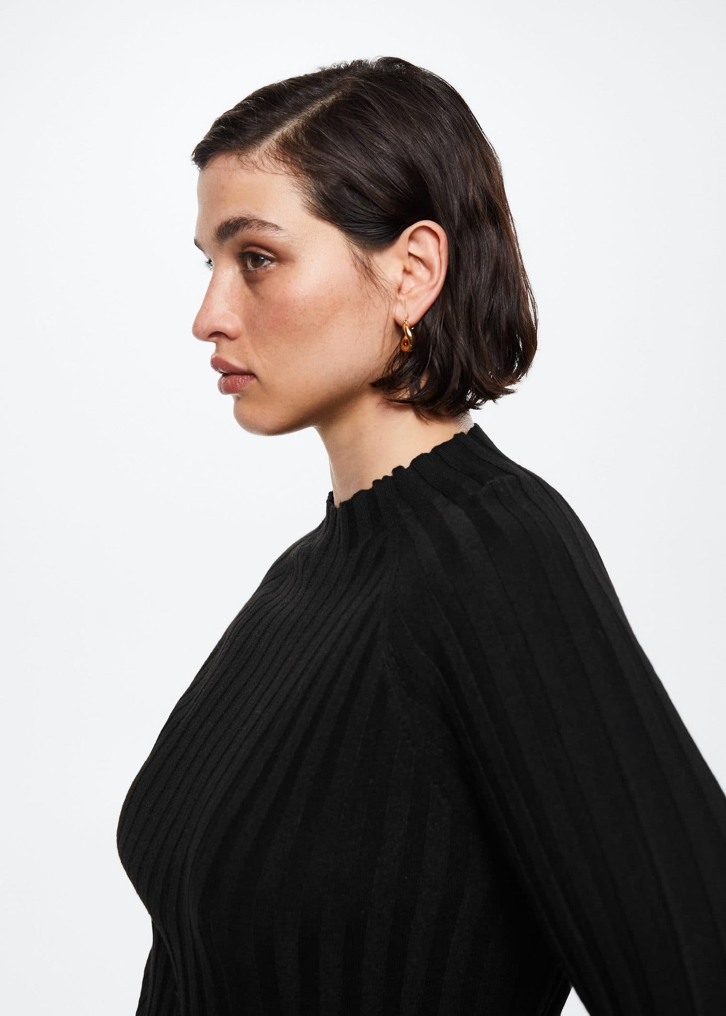 High collar ribbed knit sweater - Details of the article 4