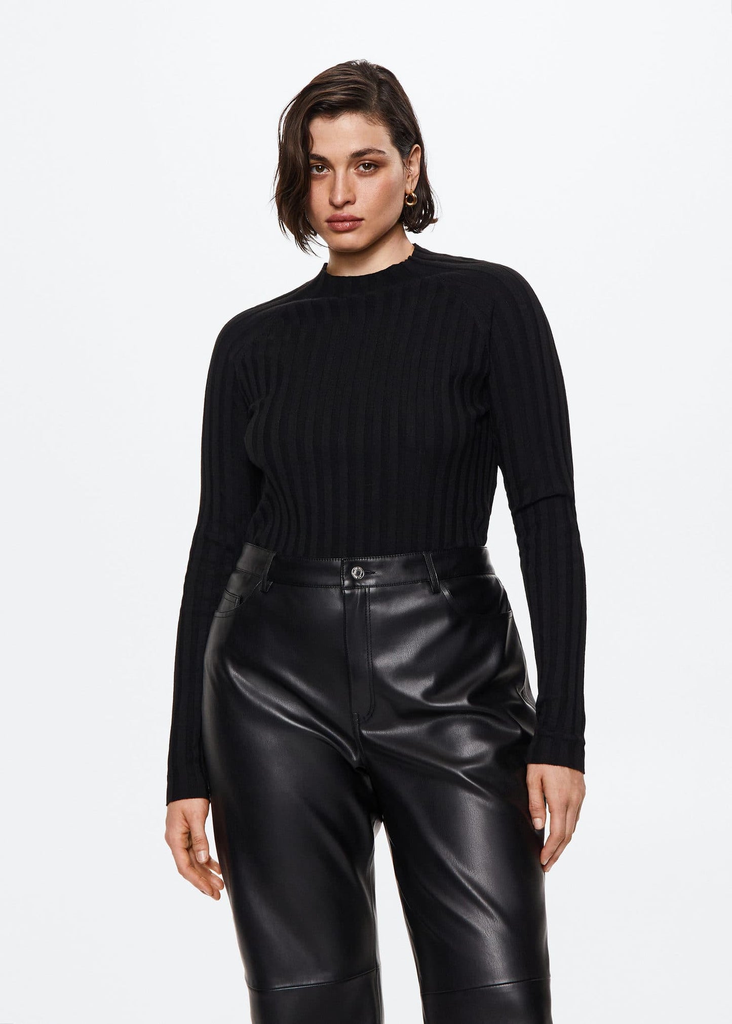 High collar ribbed knit sweater - Details of the article 5