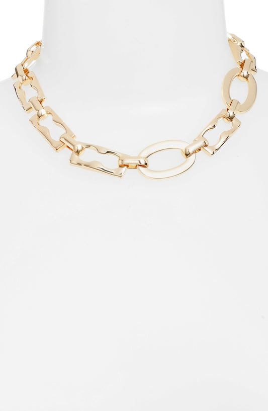 OPEN EDIT Geo Link Collar Necklace, Alternate, color, GOLD
