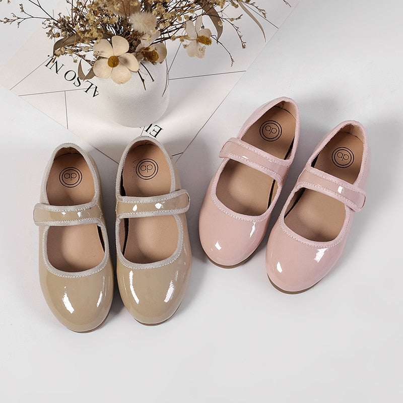 Girls Causal Shoe Spring Summer Kids Mary Jane Shoes For Girls New, Brand Design Mirror-Silver Tan Size 21-33