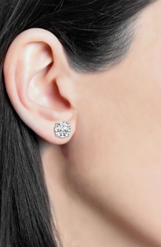 BADGLEY MISCHKA COLLECTION 14K White Gold & Lab Grown Diamond Stud Earrings - 5.00 ctw, Alternate, color, WHITE