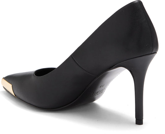 VERSACE JEANS Pointed Toe Slim Heel Pump, Main, color, BLACK