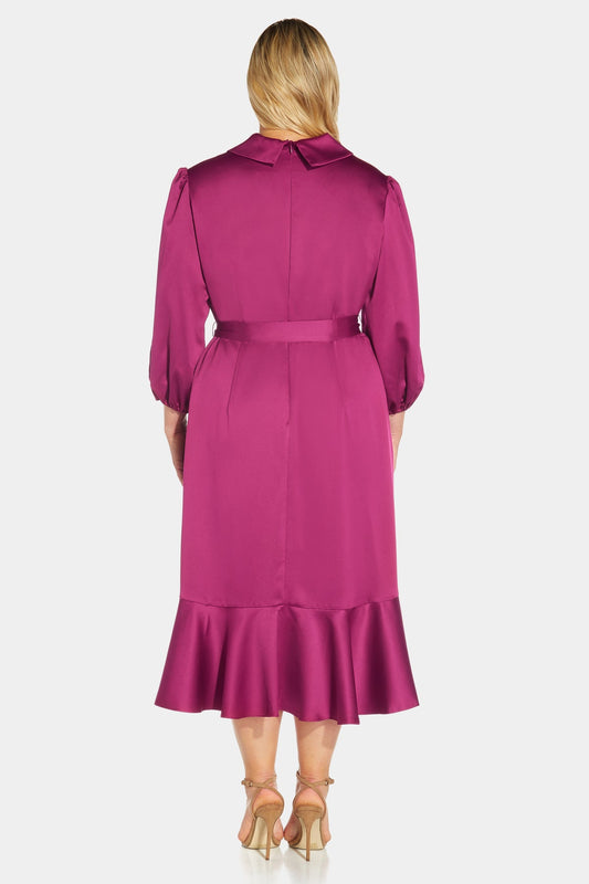 Satin Crepe Wrap Dress