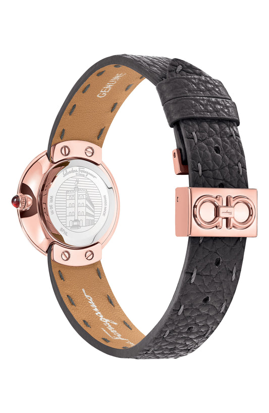 FERRAGAMO Leather Strap Watch, 28mm, Alternate, color, ROSE GOLD