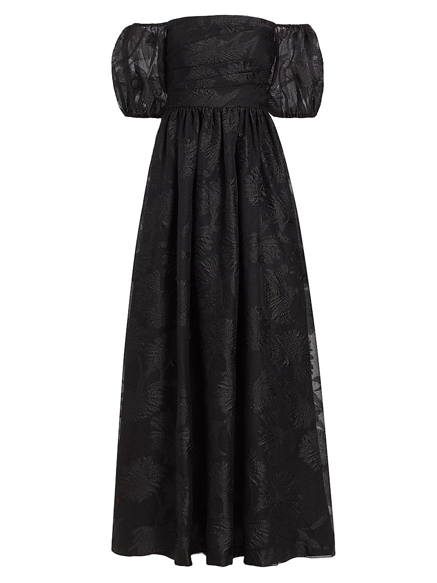 Floral Embroidered Mesh Gown