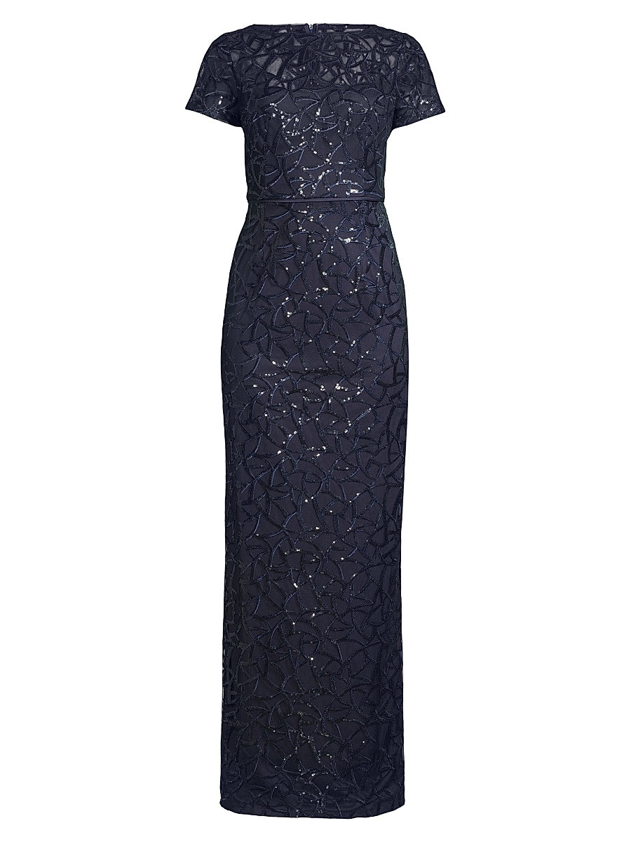 Floral Embroidered Mesh Gown
