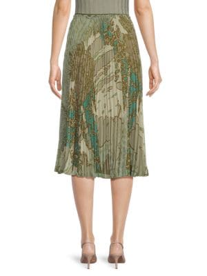 REDValentino
 Floral Accordion Pleat Midi Skirt