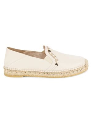 FERRAGAMO
 Embellished Leather Platform Espadrilles