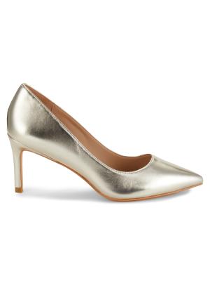 Stuart Weitzman 75MM Leigh Metallic Leather Stiletto Pumps
