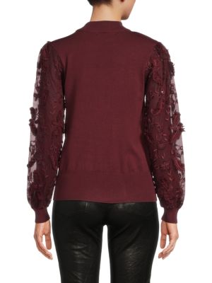 Joseph A
                                                                         Lace Sleeve Sweater