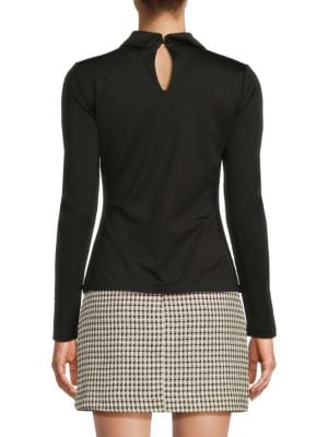 Lea & Viola Embellished-Collar Knit Top