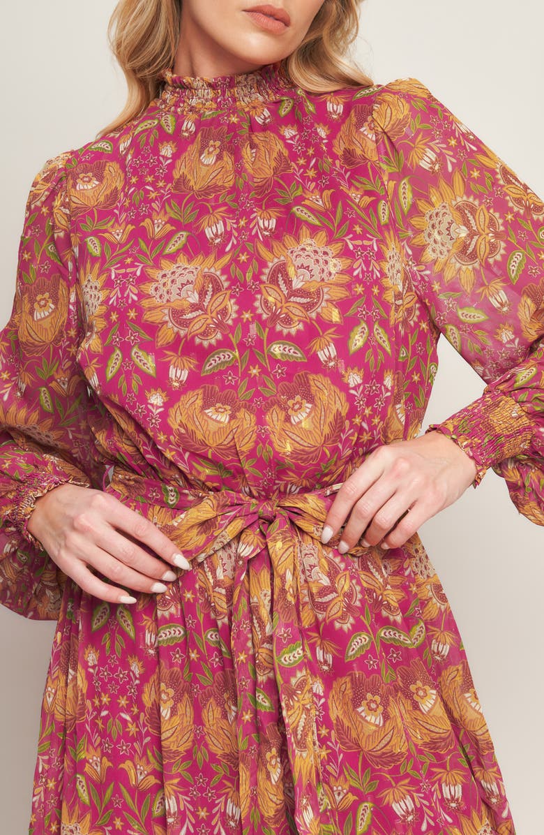 FLYING TOMATO Floral Balloon Sleeve Tiered Maxi Dress