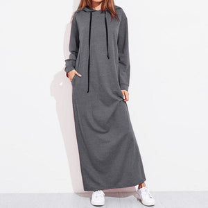 Summer Dresses For Women 2023 Maxi Midi Long Sleeve Hooded Hoodies Long Maxi For Women - image 3 of 7