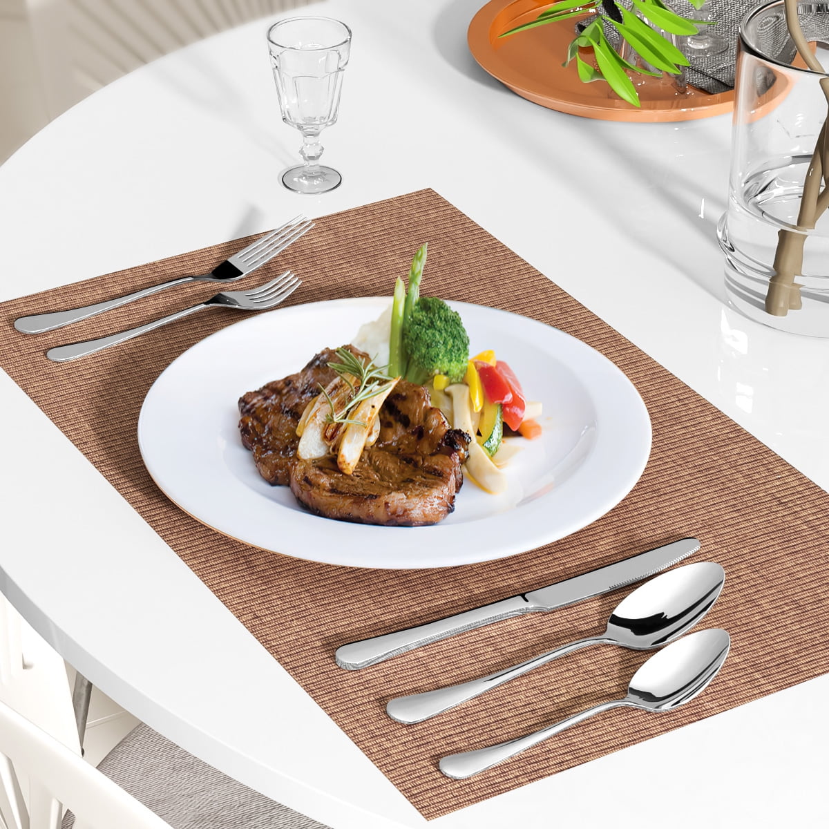 thumbnail image 6 of 45 Pieces Silverware Set, Stainless Steel Flatware Set Service for 9, Silver, 6 of 7