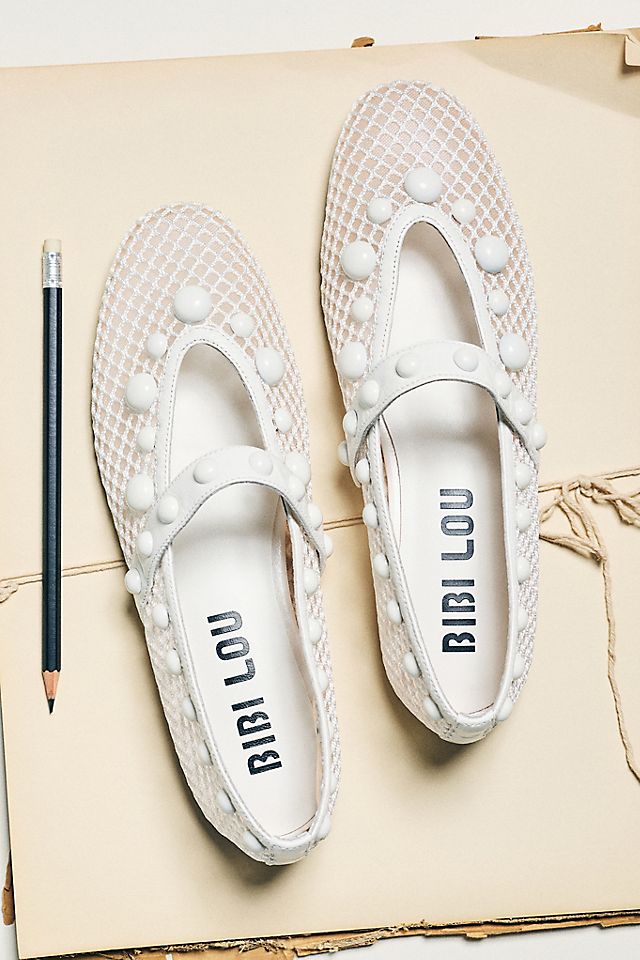 Anthropologie Bibi Lou Netted Stud Mary Jane Flats