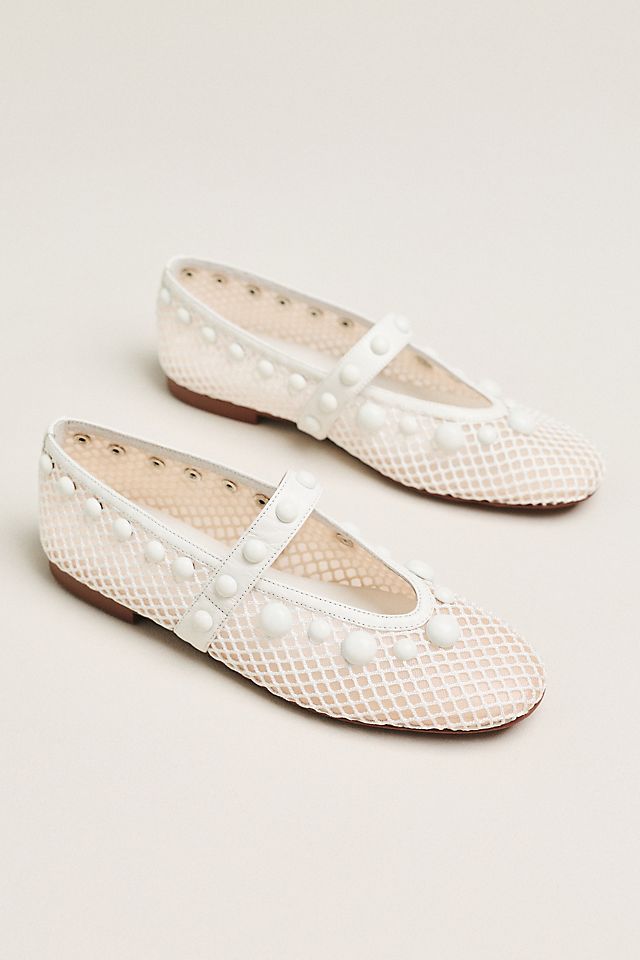 Anthropologie Bibi Lou Netted Stud Mary Jane Flats