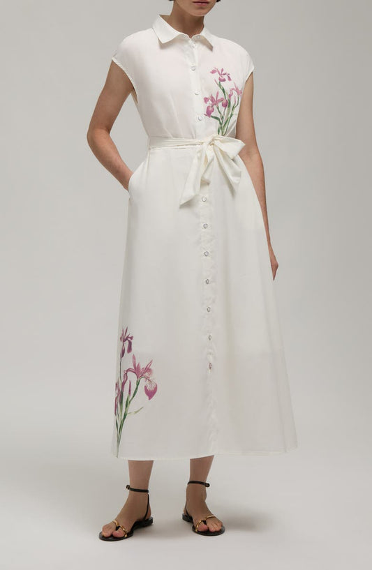 Hunter Midi Button Down Embroideried Shirt Dress