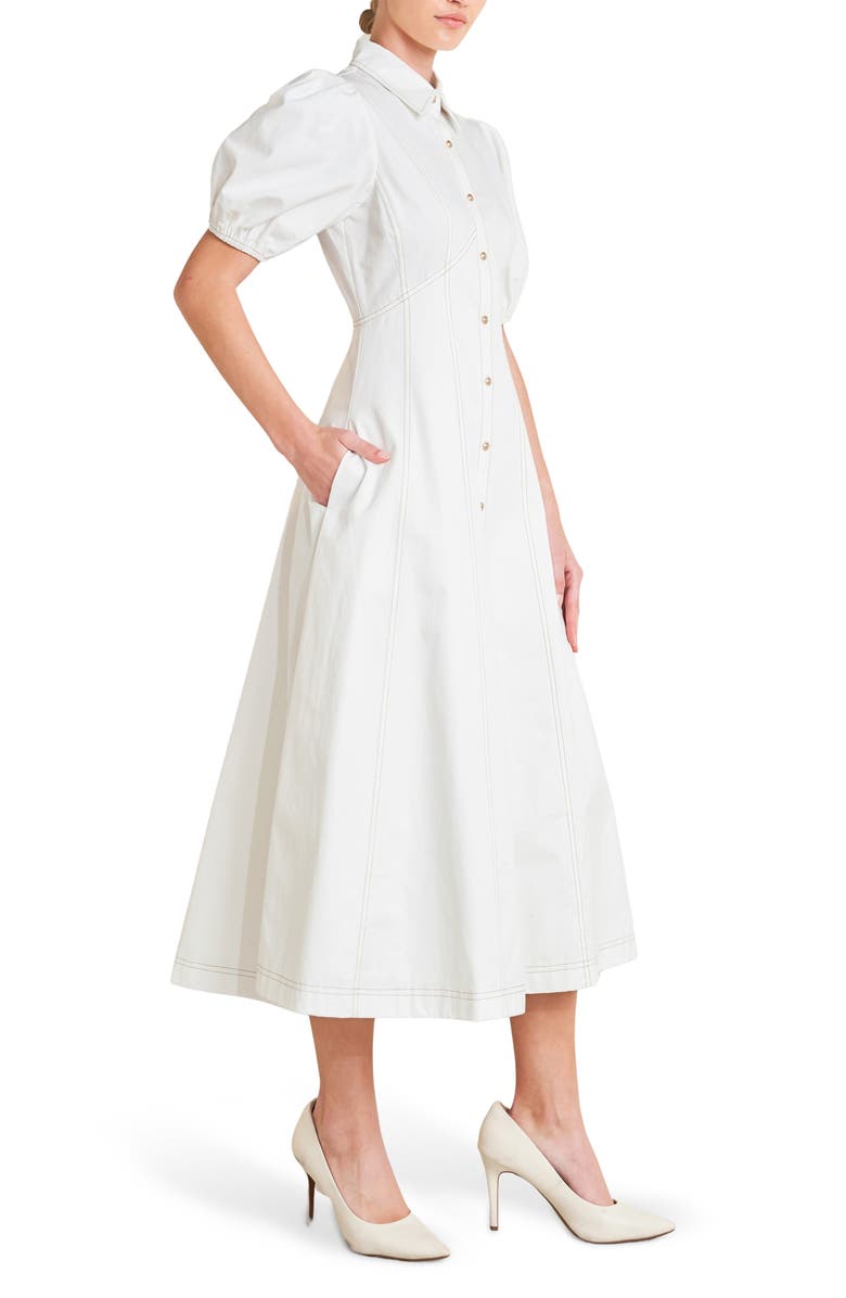 FREEMARKET Solid Cotton Midi Dress