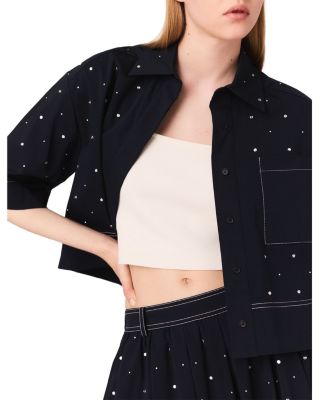 Maje Studded Cropped Shirt