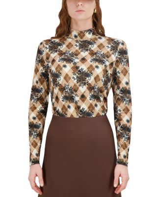 Point Printed Mock Neck Top