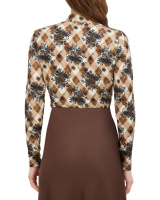 Point Printed Mock Neck Top