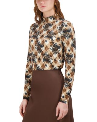 Point Printed Mock Neck Top