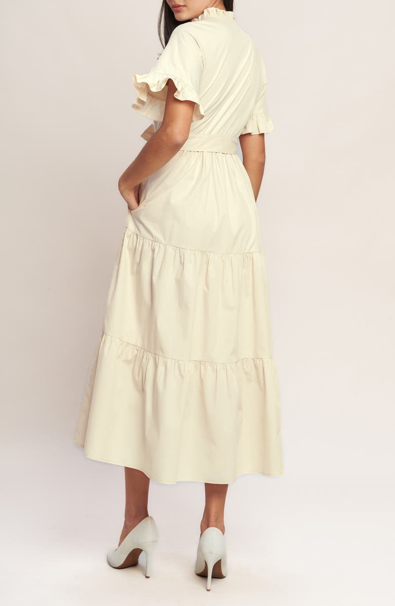 FLYING TOMATO Ruffle Trim Midi Dress