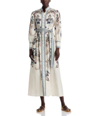 Nancy Yang Mandarin Collar Maxi Dress