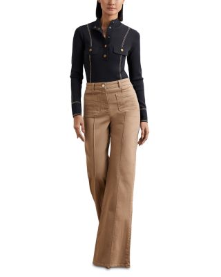 REISS Eva Contrast Stitch Knit Top