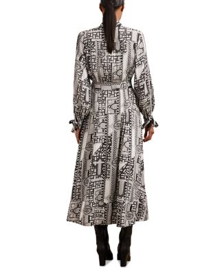 REISS Tie Neck Midi Dress