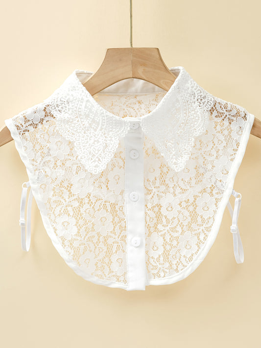 1pc Floral Lace Dickey Collar Half Shirt Collar Inside Matching False Collar Elegant