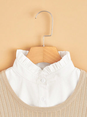 1pc Ruffles Trim Dickey Collar Solid Color Half Shirt Collar Casual Sweet Detachable Blouse Dickey Collar False Collar