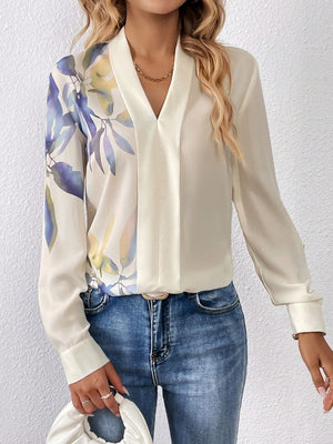 SHEIN Clasi Floral Print V Neck Blouse