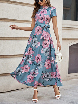 SHEIN Clasi Floral Print Belted Dress