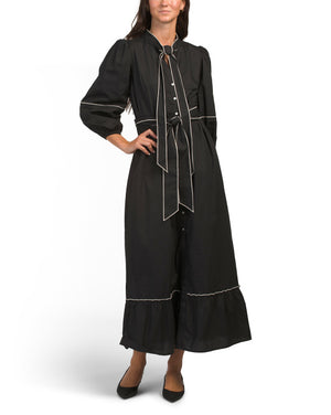 Long Sleeve Ruffle Hem Maxi Dress