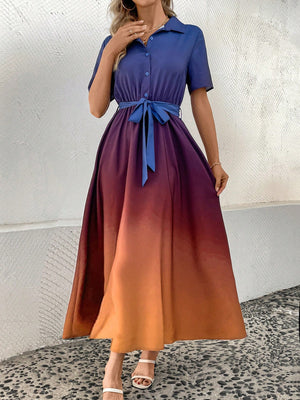 SHEIN LUNE Gradient Belted Dress