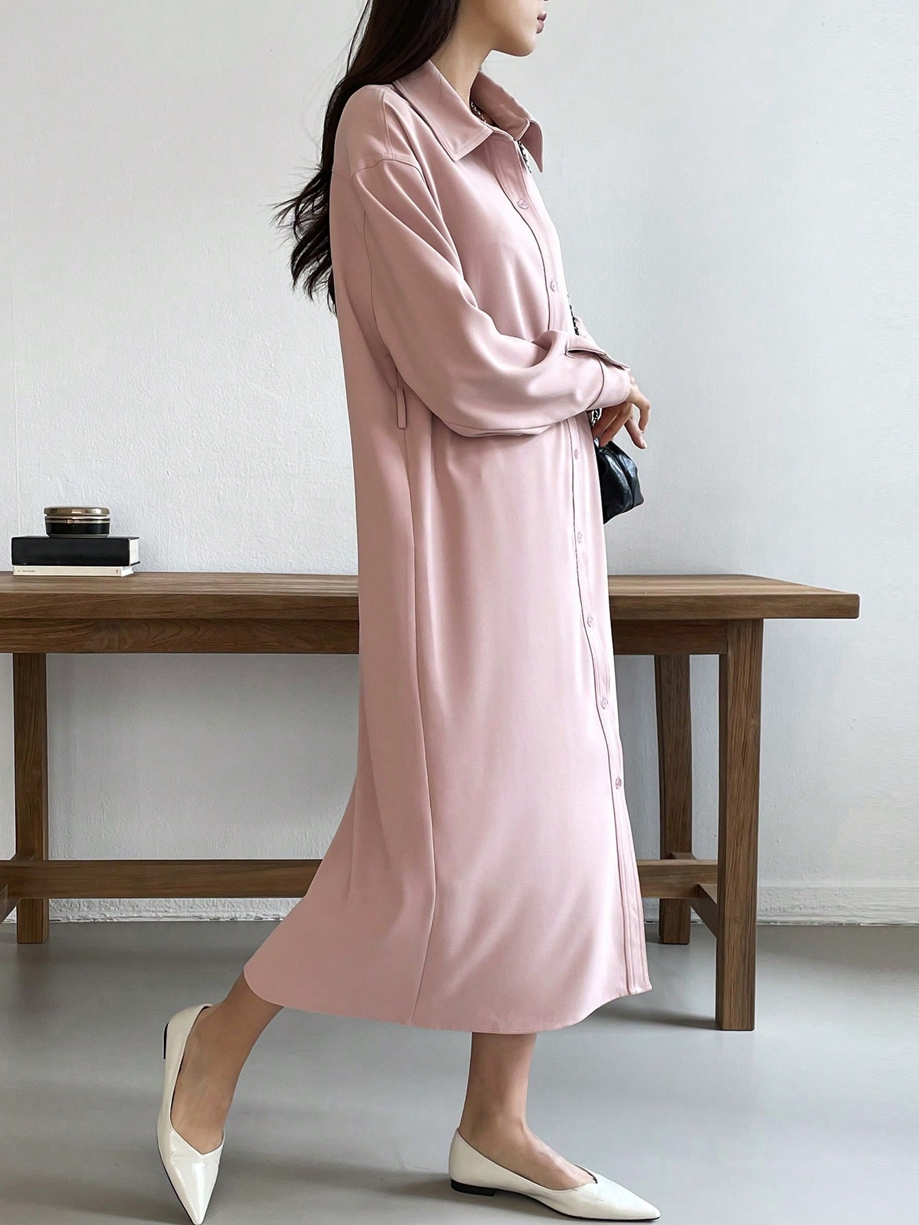 Dazy-Less Women's Drop Shoulder Shirt Dress