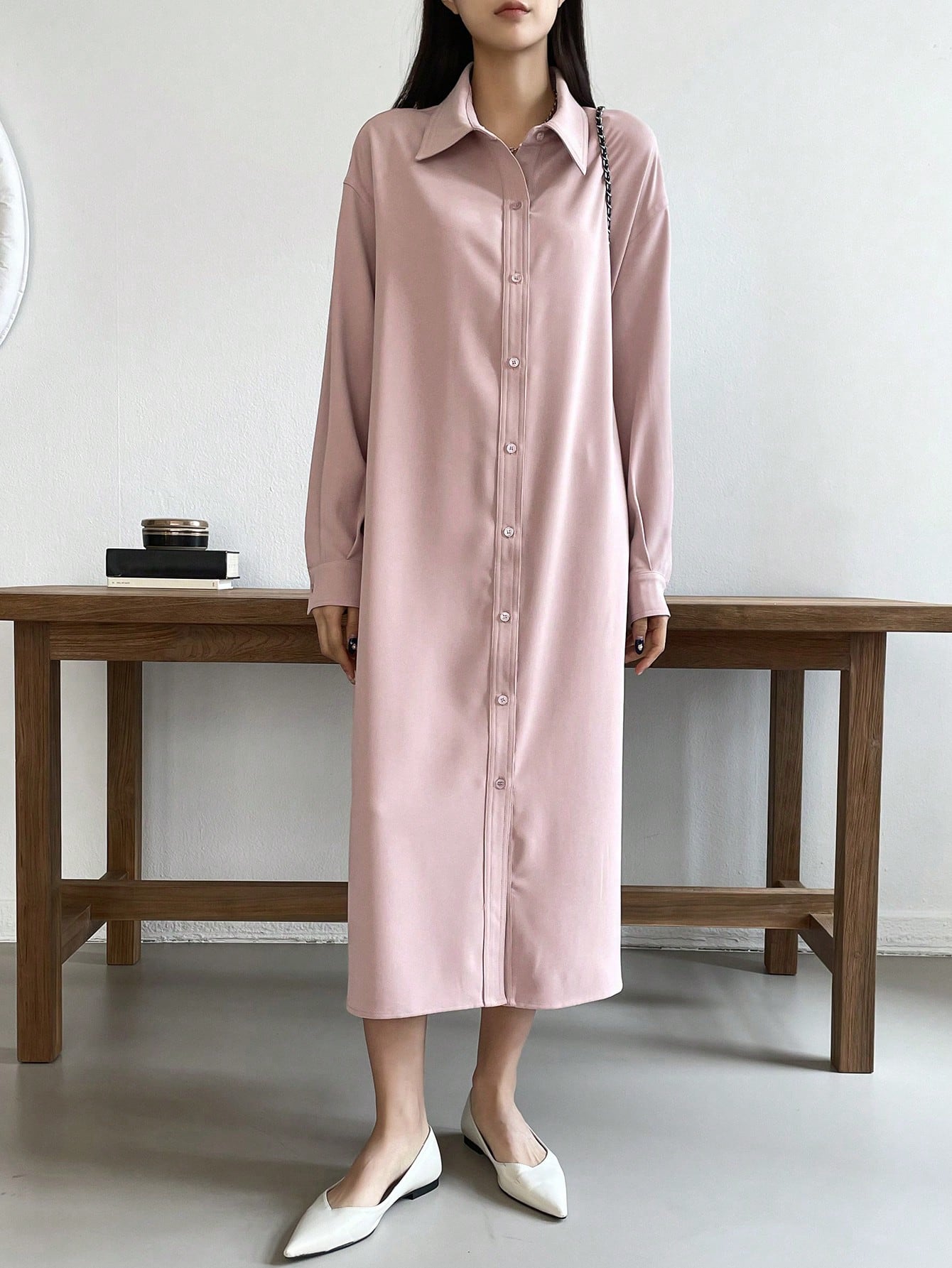 Dazy-Less Women's Drop Shoulder Shirt Dress