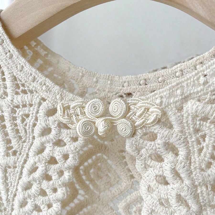 1pc Lady's Spring & Autumn Lace Knitted Hollow Out Collar, Suitable For Knitwear Or Shirts And Dress