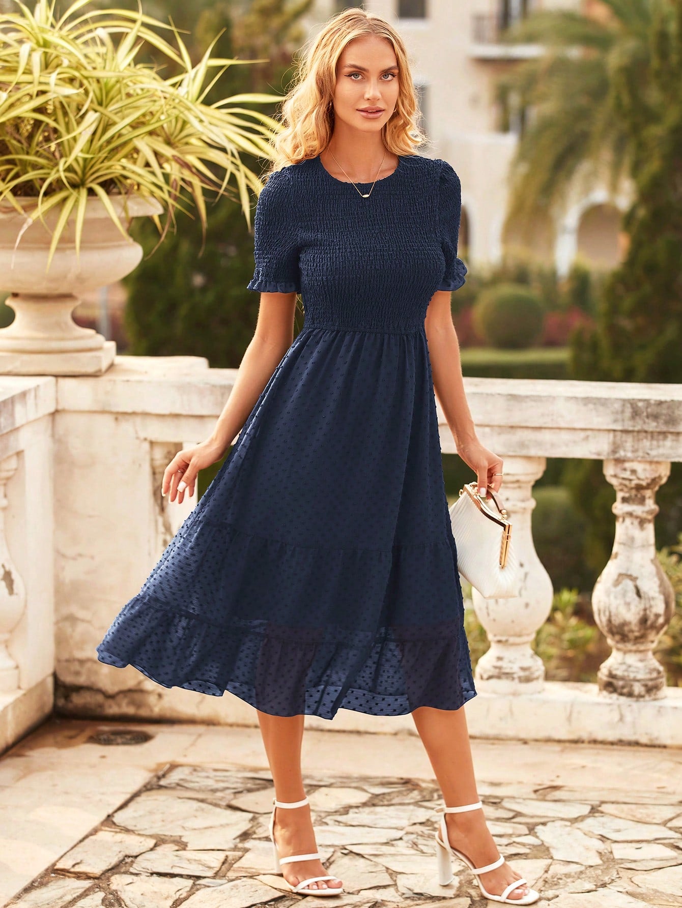 BTFBM Off Shoulder Ruffle Hem Swing Dress