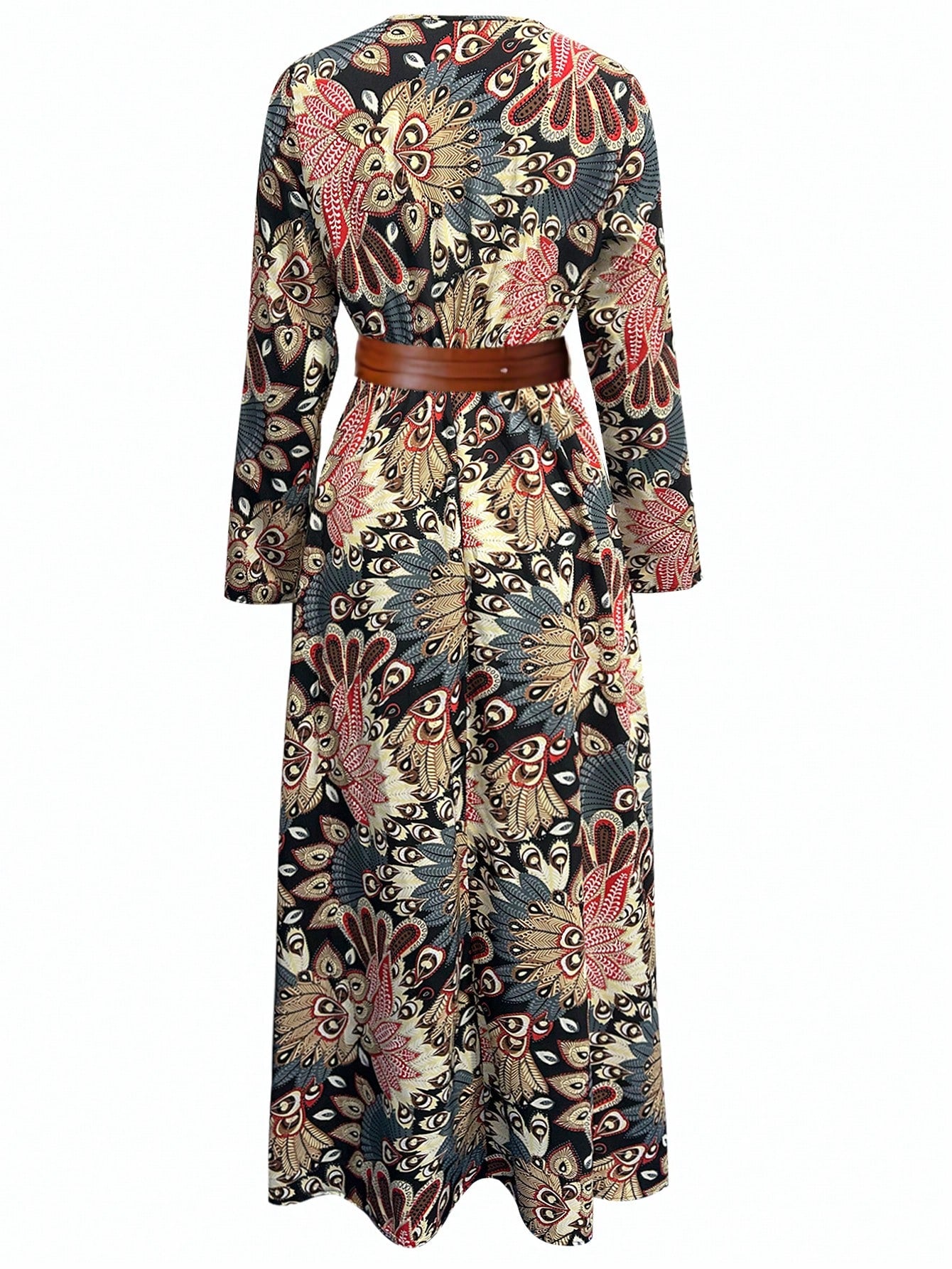 9 colors! SHEIN LUNE Full Print Long Sleeve Dress