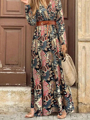 9 colors! SHEIN LUNE Full Print Long Sleeve Dress