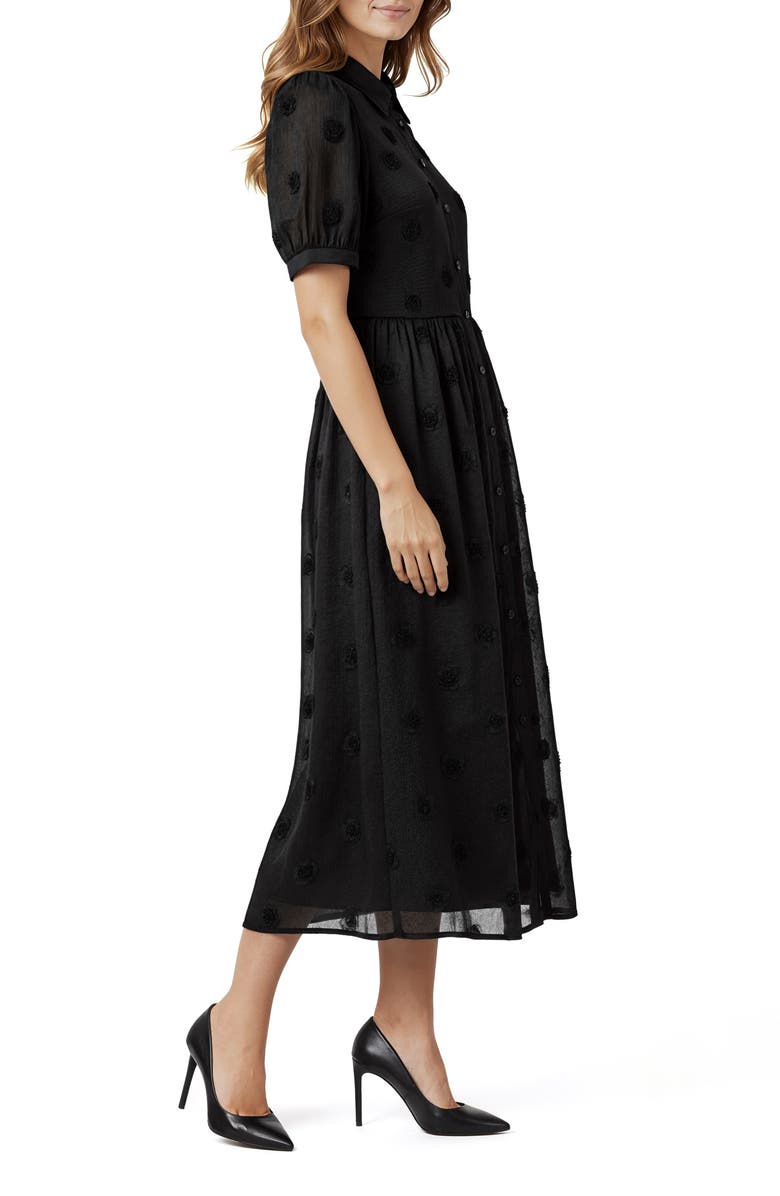 Mila Mae 3D Flower Puff Sleeve Midi Shirtdress
