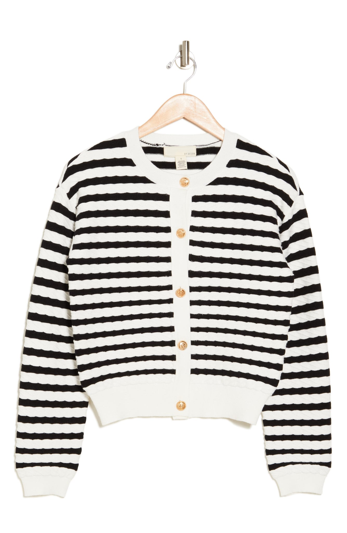 BY DESIGN Tinsley Stripe Cardigan, Alternate, color, Black/ Gardenia