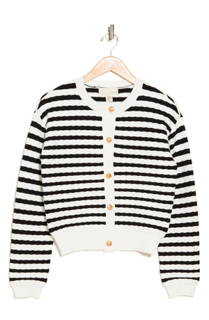 BY DESIGN Tinsley Stripe Cardigan, Alternate, color, Black/ Gardenia