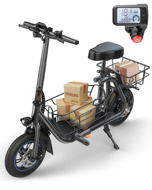 thumbnail image 3 of Kistp 550W Electric Scooter with Seat for Adult, 12 inch Commuter Electric Scooter for Pets with Front & Back Basket for Pets, Bigger Seat - up to 20 Miles 18.6MPH, 3 of 10