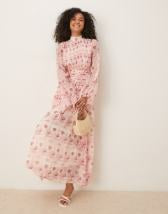 ASOS DESIGN maxi shirt dress with cinched waist detail in chocolate and navy gingham