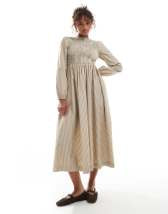 ASOS DESIGN maxi shirt dress with cinched waist detail in chocolate and navy gingham